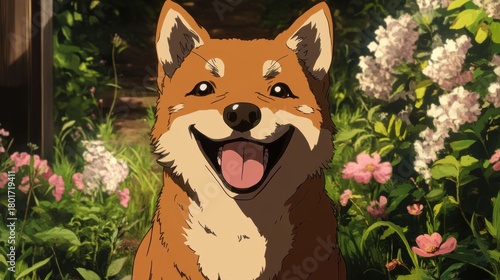 Smiling anime dog