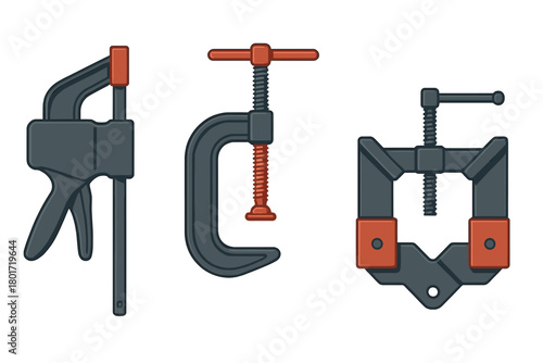 Three essential woodworking clamps: quick release, corner, and bar types