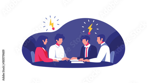 Diverse team of professionals engaged in a lively discussion brainstorming and sharing innovative ideas at a modern meeting table symbolizing collaboration and creativity in a business environment