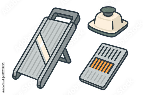 Japanese mandoline slicer set with interchangeable blades and food holder