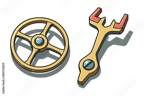 Golden watch balance wheel and escapement lever mechanism components