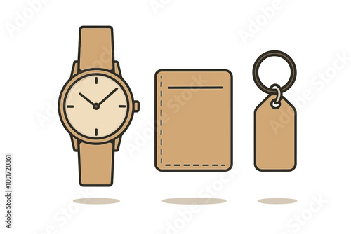 Wristwatch wallet and blank key tag accessories set