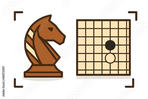 Comparison of Chess Knight Piece and Go Board Stones Strategy