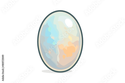 Iridescent opal gemstone cabochon with colorful internal fire