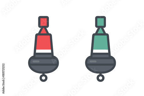 Red and green navigation buoys icons for maritime channel markers
