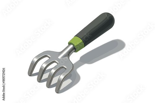 Ergonomic handheld garden cultivator tool with metallic head