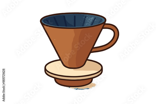 Ceramic pour over coffee dripper cone for manual brewing isolated