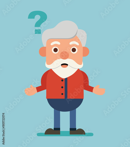 Pensive Old Man Thinking – Conceptual Vector Design