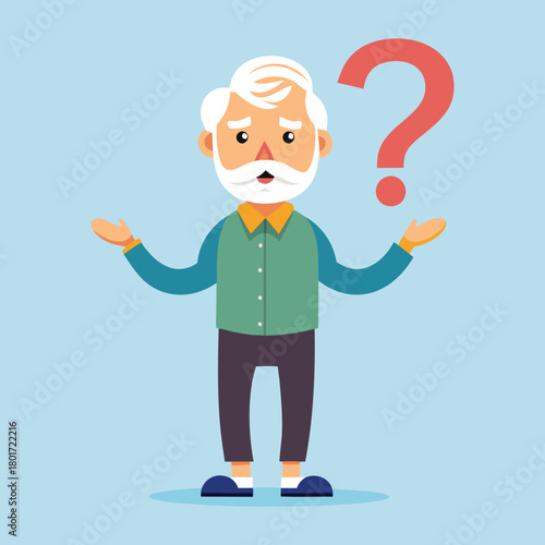 Pensive Old Man Thinking – Conceptual Vector Design