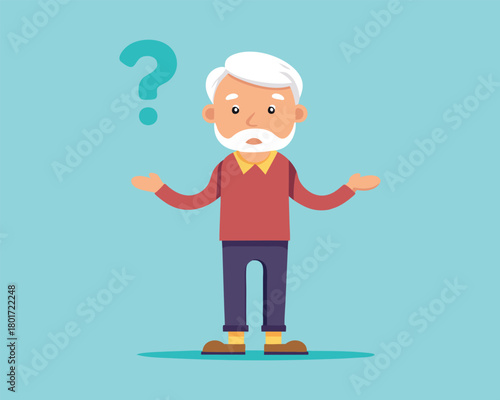 Pensive Old Man Thinking – Conceptual Vector Design