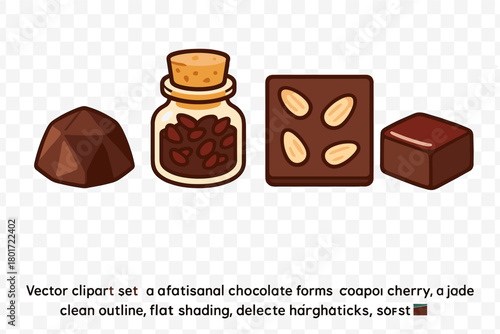 Gourmet chocolate assortment with cocoa nibs in a glass jar