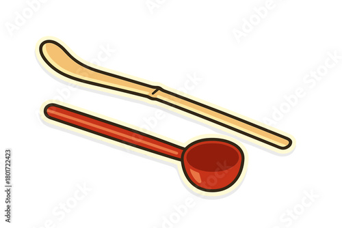 Traditional Japanese Tea Ceremony Utensils Chashaku and Chashaku Scoop