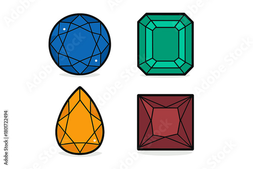 Assortment of colorful faceted gemstones in various cuts