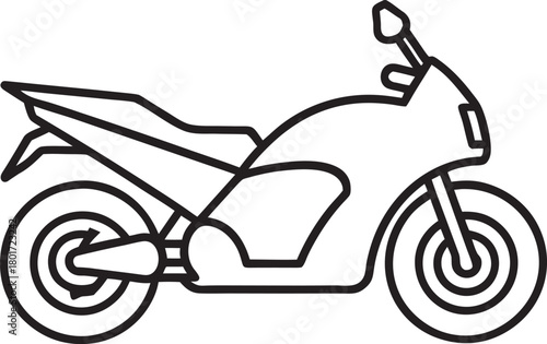 Black and White Line Art Illustration of a Sport Motorcycle