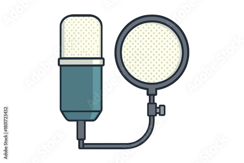 Studio condenser microphone with pop filter and shock mount accessory