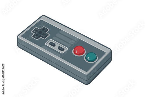 Isometric classic video game controller with directional pad and action buttons