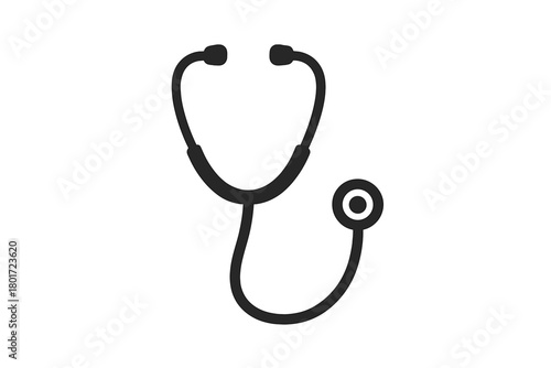 Minimalist outline icon of a stethoscope for medical diagnosis and healthcare