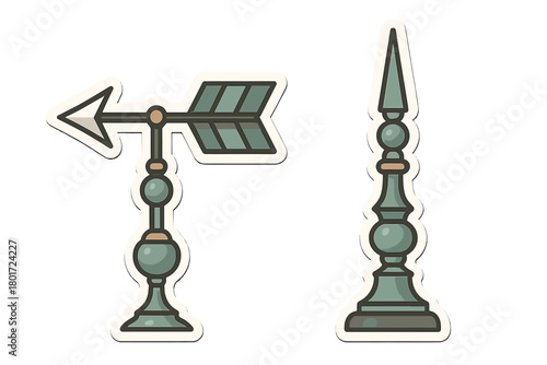 Weather vane arrow and decorative roof finial set