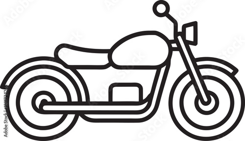 Simple Line Art Illustration of a Classic Motorcycle on a White Background