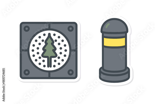 Traffic control bollard and environmental warning sign sticker collection