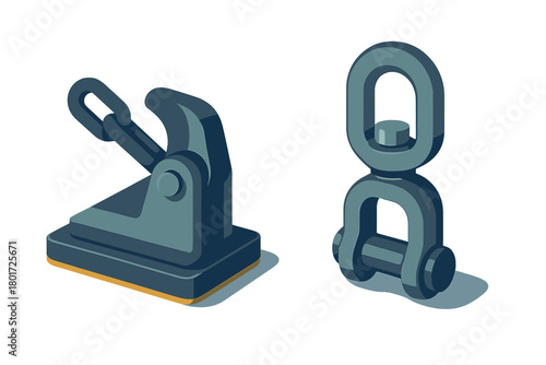 Industrial lifting clamp and swivel shackle assembly for heavy construction and rigging