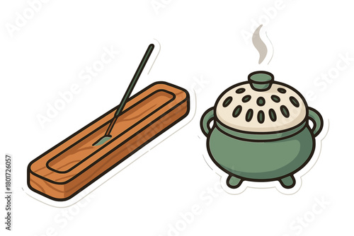 Aromatherapy incense burner and stick holder set for meditation and relaxation