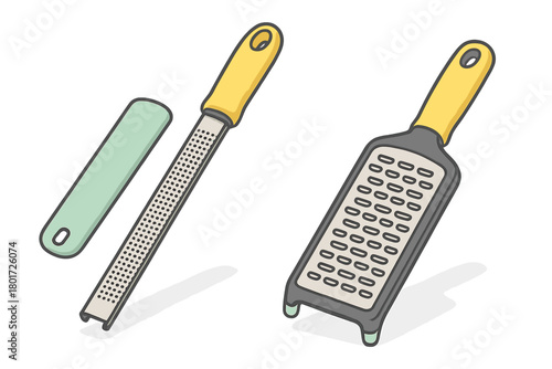 Handheld kitchen graters and zester tools with protective cover