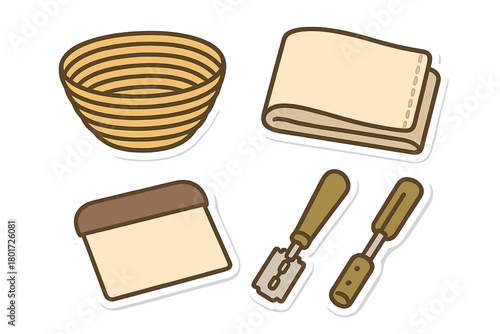 Baking tools set with proofing basket dough scraper and scoring lame
