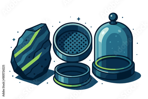Geology sample processing tools with mineral rock specimen