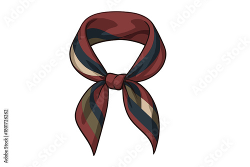 Neckerchief tied in a neat knot with classic striped pattern