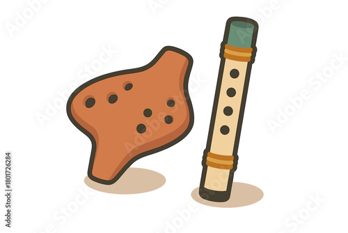 Ocarina and transverse flute musical instruments set