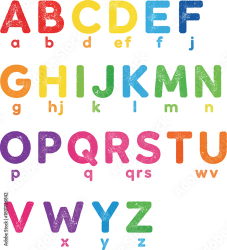 Plastic colorful letters, English alphabet on a white background, isolate, top view.
