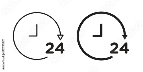 24 Hrs icon line and filled style suitable for web and mobile application