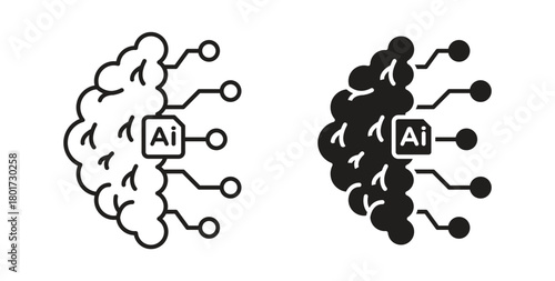 AI brain icon line and filled style suitable for web and mobile application