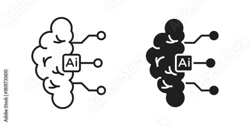 AI brain icon line and filled style suitable for web and mobile application