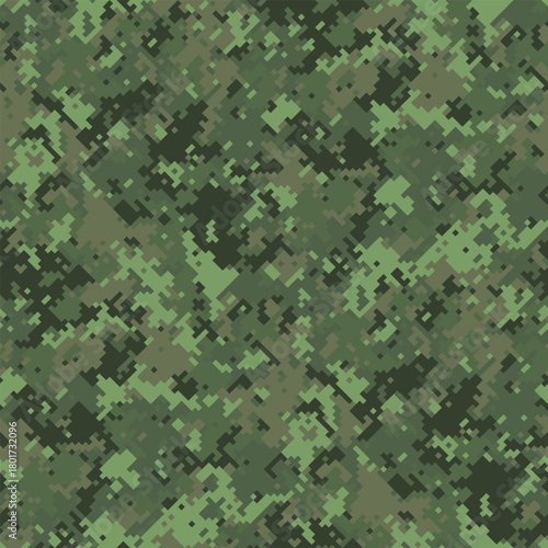 Abstract digital camouflage pattern.  Perfect for backgrounds, textiles, or militarythemed designs.  The pixelated texture creates a sense of concealment and mystery.
