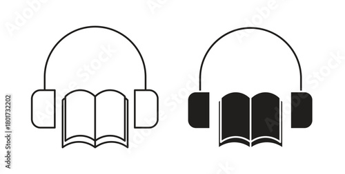 Audiobook icon line and filled style suitable for web and mobile application