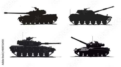 Black vector silhouette of a tank destroyer military vehicle