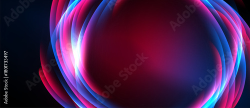 Abstract vibrant waves, blue, pink hues dominate. Dark background creates dramatic contrast, modern design element.