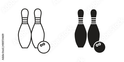 Bowling icon line and filled style suitable for web and mobile application