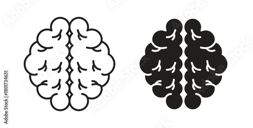 Brain icon line and filled style suitable for web and mobile application