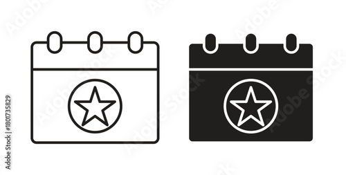 Calendar with event icon line and filled style suitable for web and mobile application