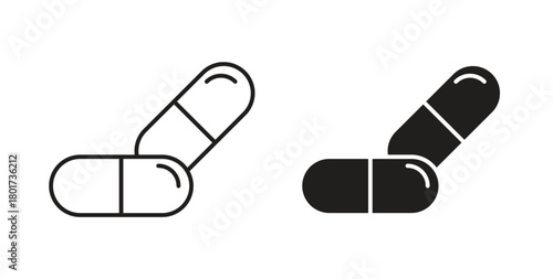 Capsule icon line and filled style suitable for web and mobile application