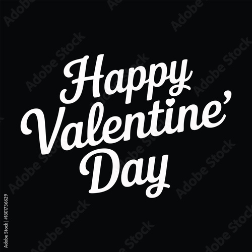 White Valentines Day text on black background love