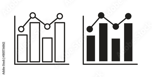 Chart icon line and filled style suitable for web and mobile application