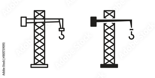 Construction crane icon line and filled style suitable for web and mobile application