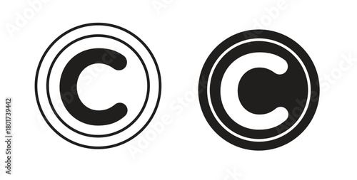 Copyright icon line and filled style suitable for web and mobile application