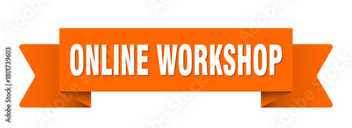 online workshop ribbon isolated on transparent background. online workshop ribbon