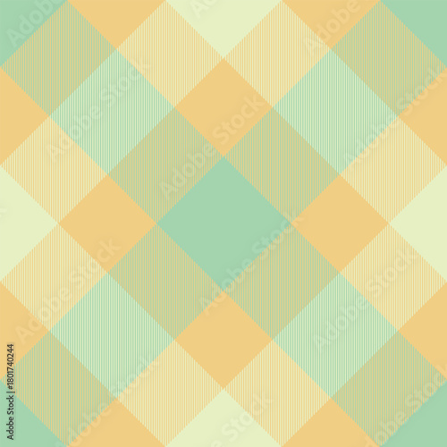 Seamless plaid pattern with soft pastel hues of green, yellow, and beige. Ideal for backgrounds, textiles, and designs needing a subtle, comforting texture.