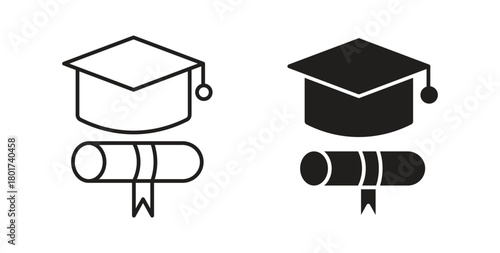 Degree icon line and filled style suitable for web and mobile application
